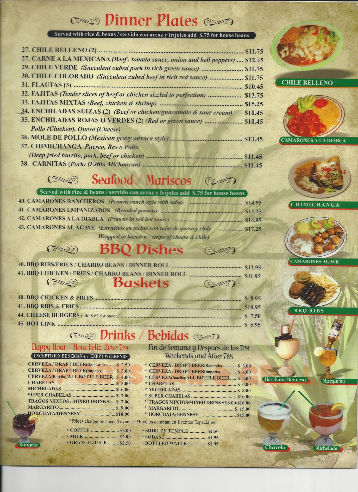 Agave Sports Bar & Grill Menu