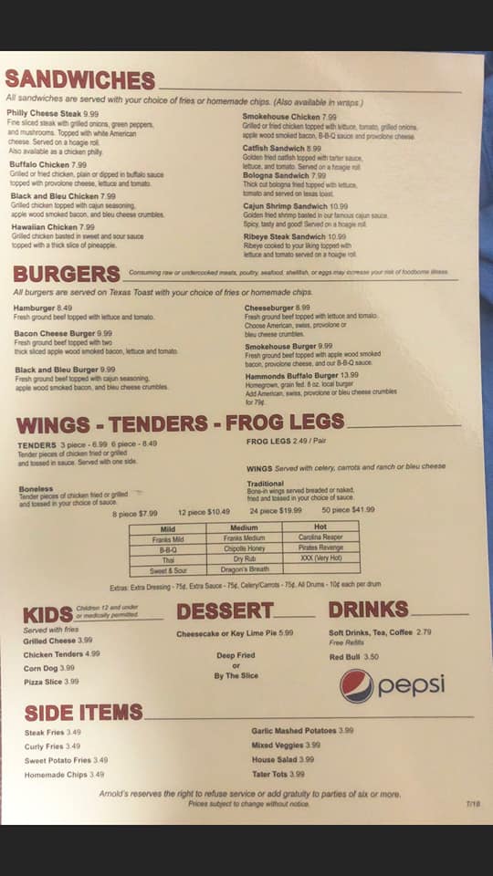 Arnolds Menu