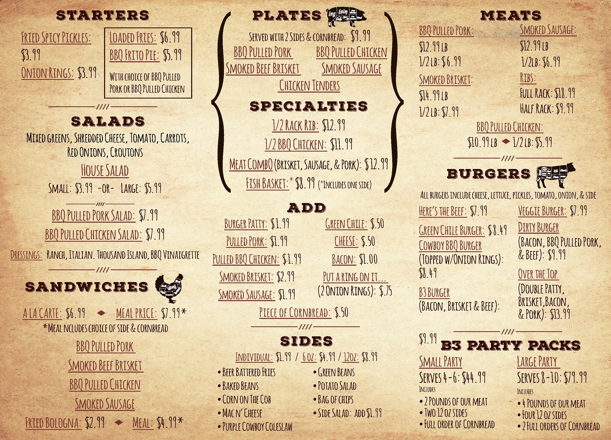 B3 BBQ Restaurant  Menu