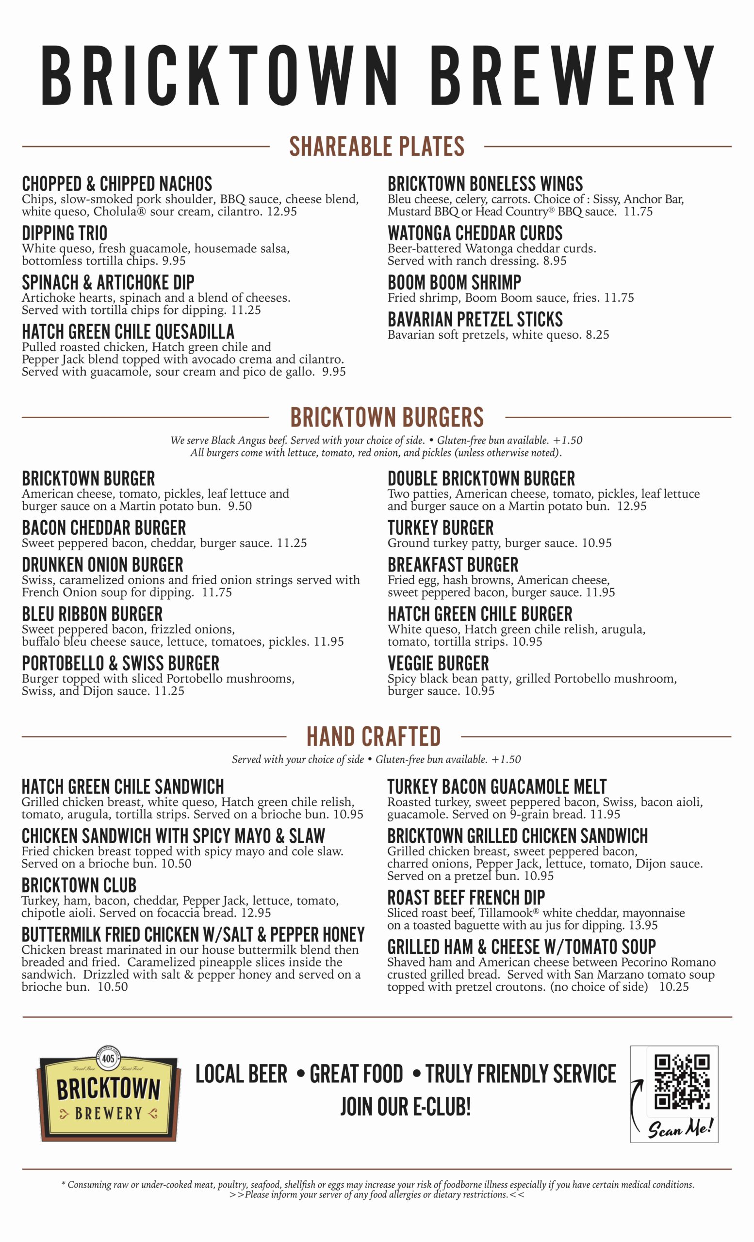 Bricktown Brewery Menu