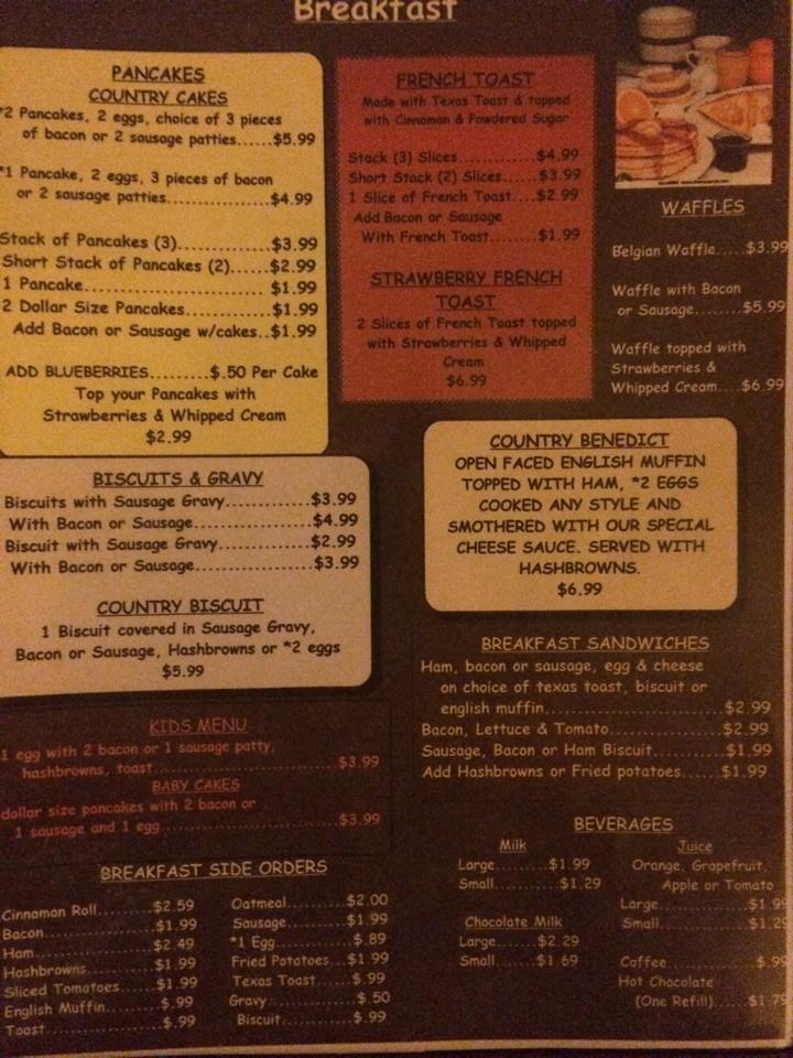 Country Kitchen Restaurant Menu