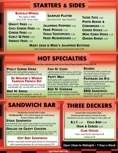 Ed Walkers Drive-In & Restaurant Menu