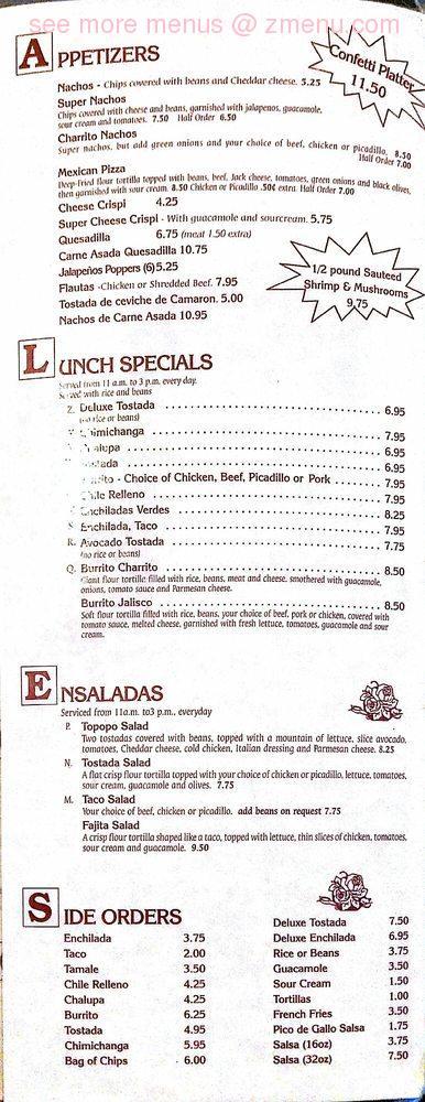 El Charrito Menu