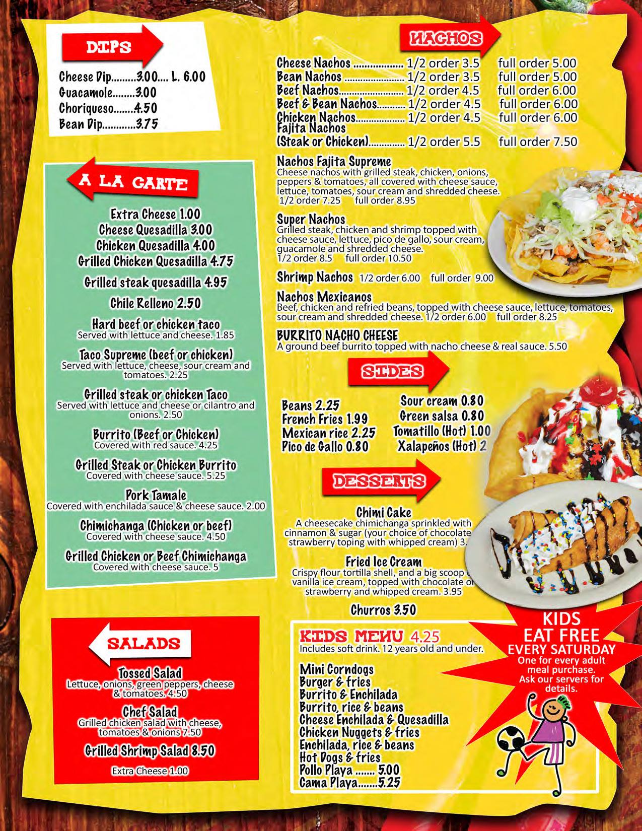 El Mexicano Mexican Grill Menu