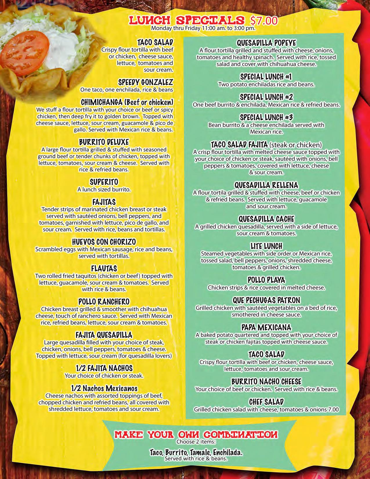 El Mexicano Mexican Grill Menu