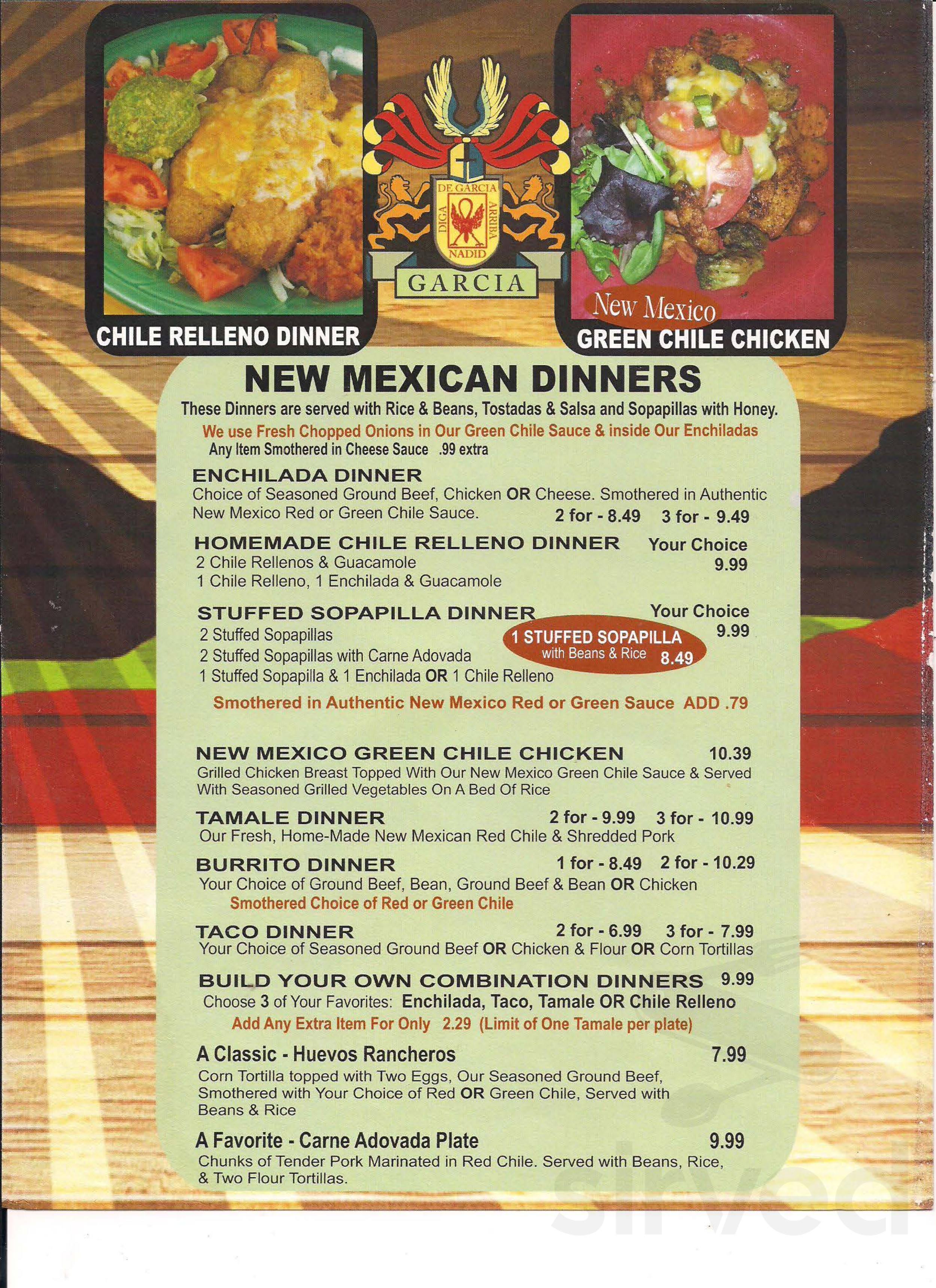 El Rancho Restaurant Menu