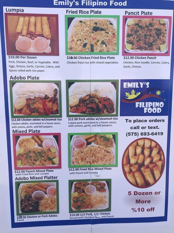 Emily’s Filipino Food Truck Menu