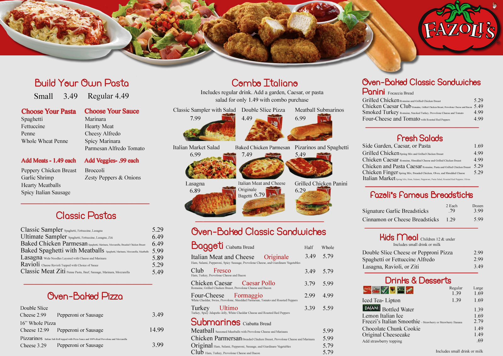 Fazolis Menu