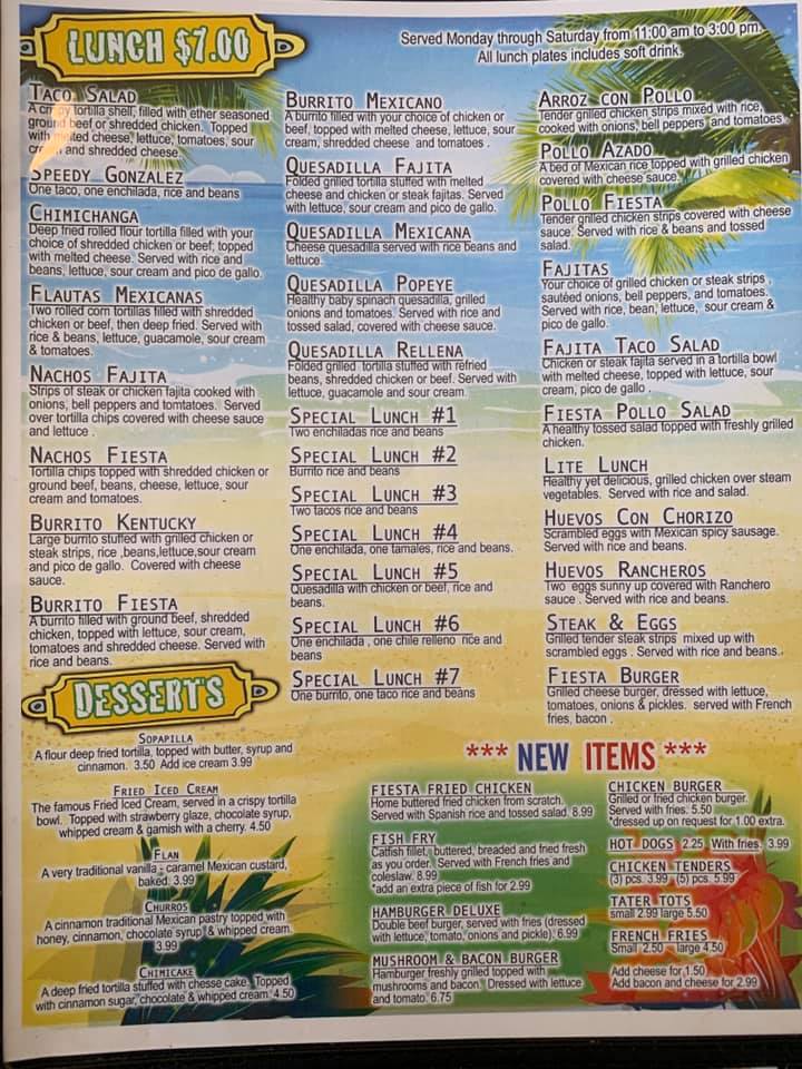 Fiesta Acapulco Mexican Restaurant Menu