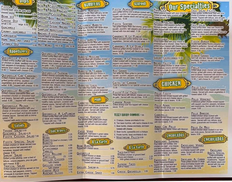 Fiesta Acapulco Mexican Restaurant Menu