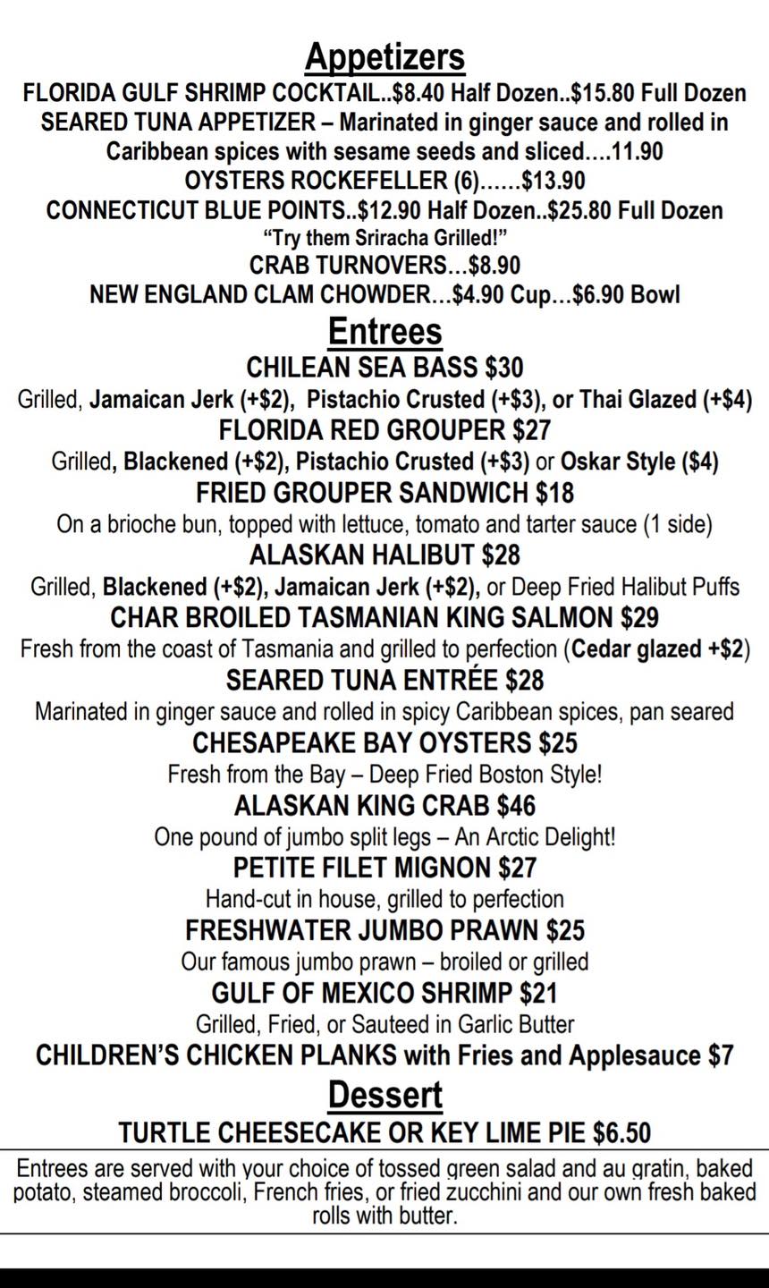 Fish House Menu