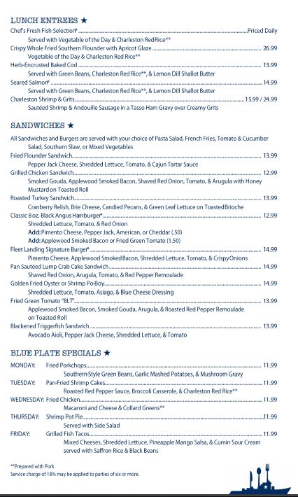 Fleet Landing Restaurant & Bar Menu