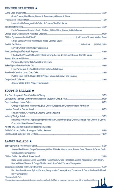 Fleet Landing Restaurant & Bar Menu