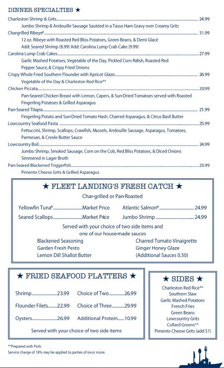 Fleet Landing Restaurant & Bar Menu