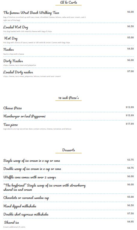 Flip Flop Deli Shop Menu