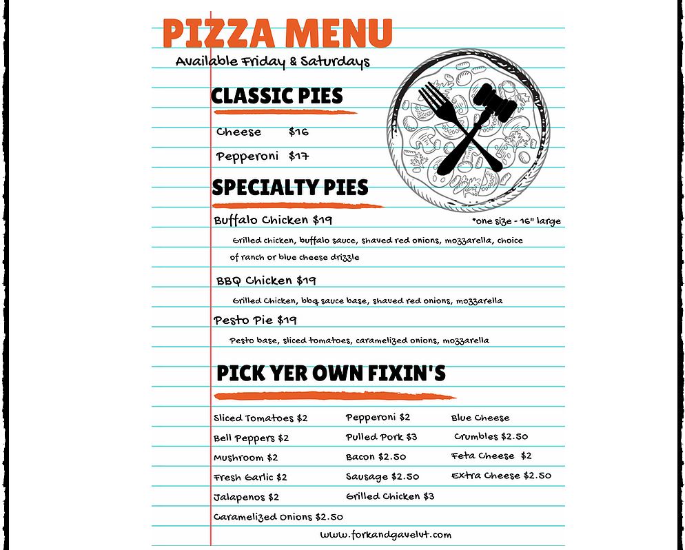 Fork and Gavel Menu