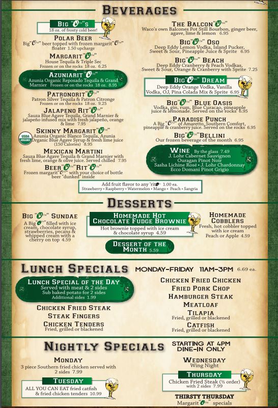 George’s Restaurant Bar & Catering Menu