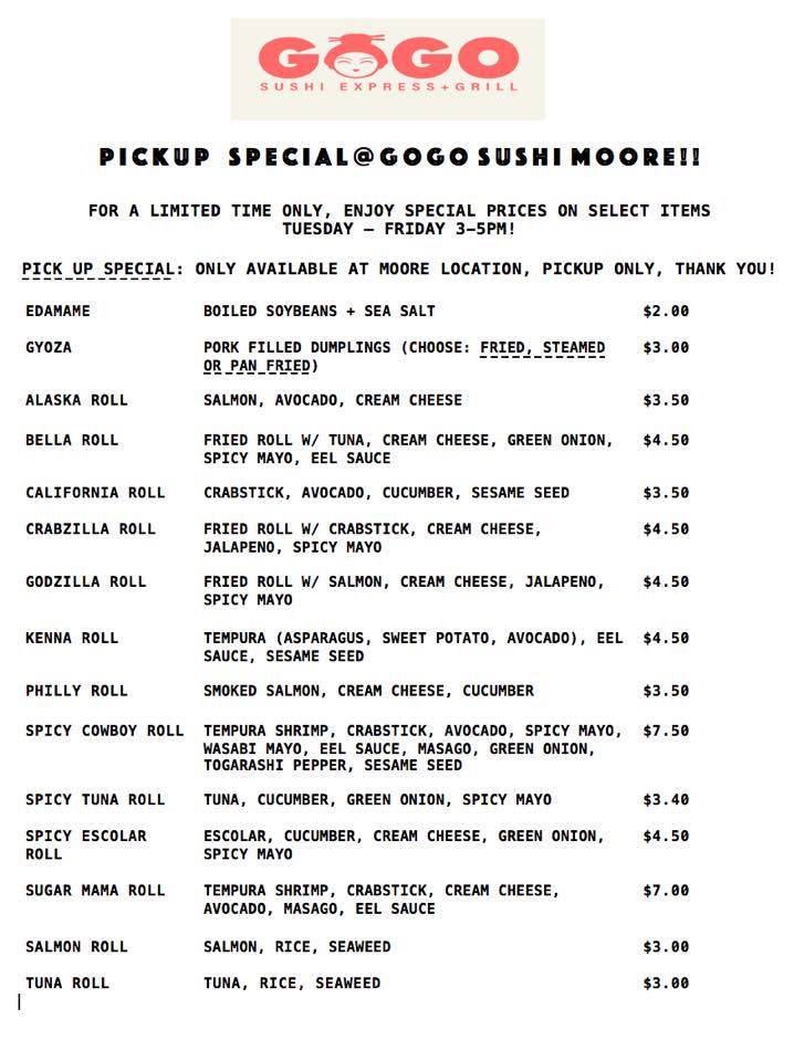 GoGo Sushi Menu