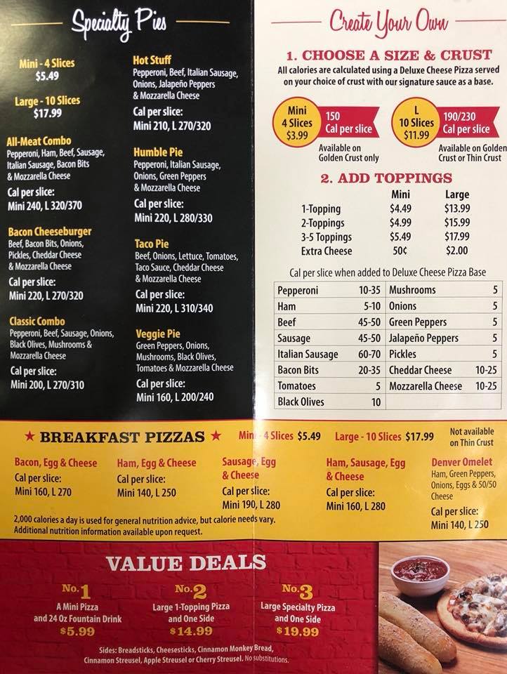 Godfathers Pizza Menu