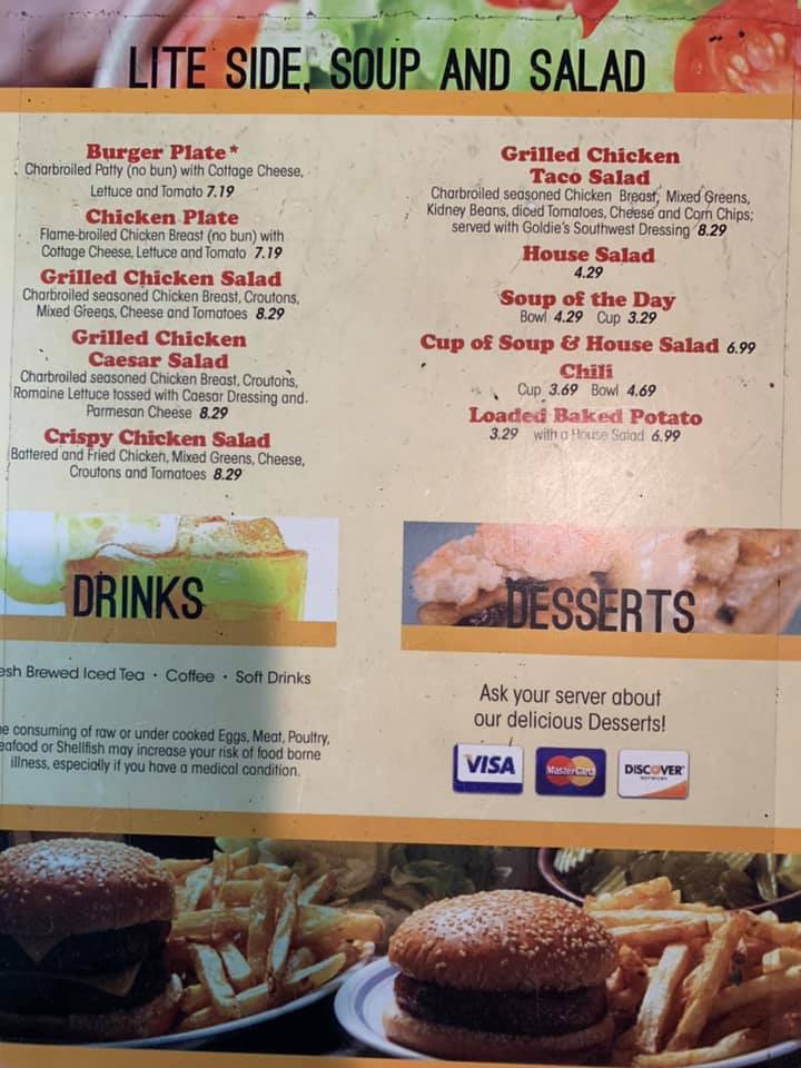 Goldies Patio Grill Menu