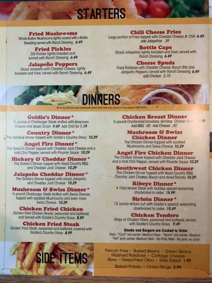 Goldies Patio Grill Menu