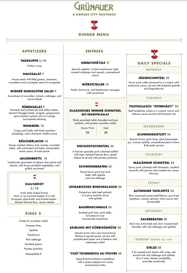 Grünauer Menu