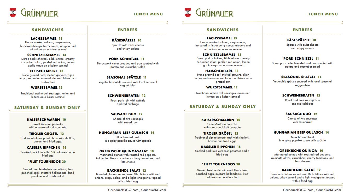 Grünauer Menu