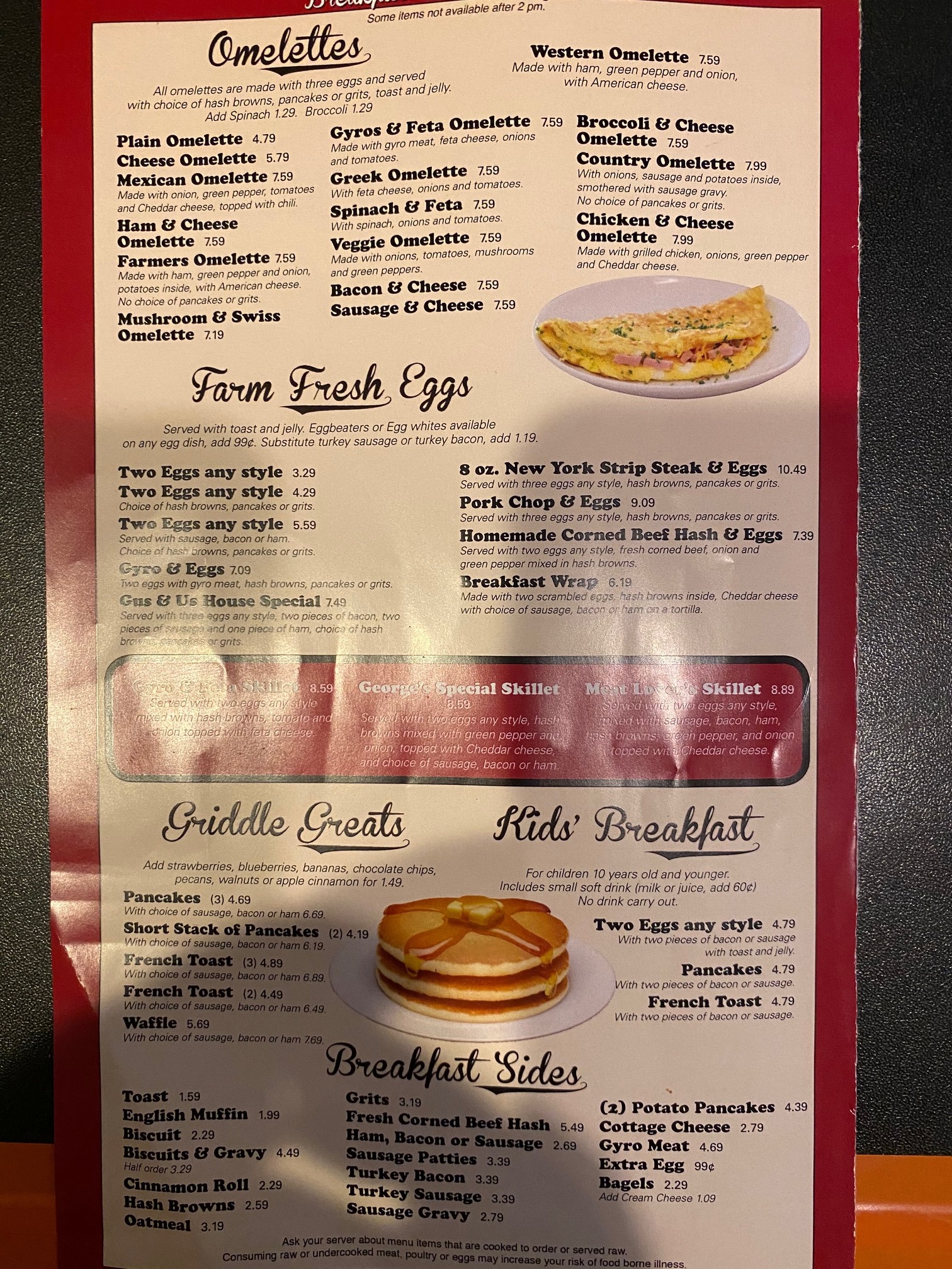 Gus & Us Grill Menu