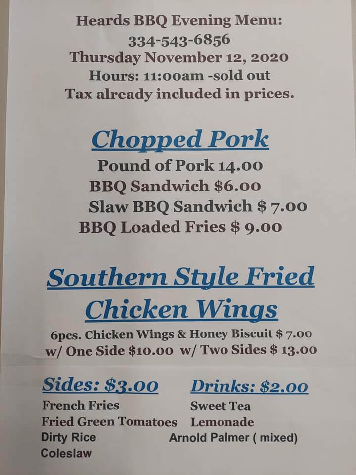 Heards BBQ and Soul Food Menu