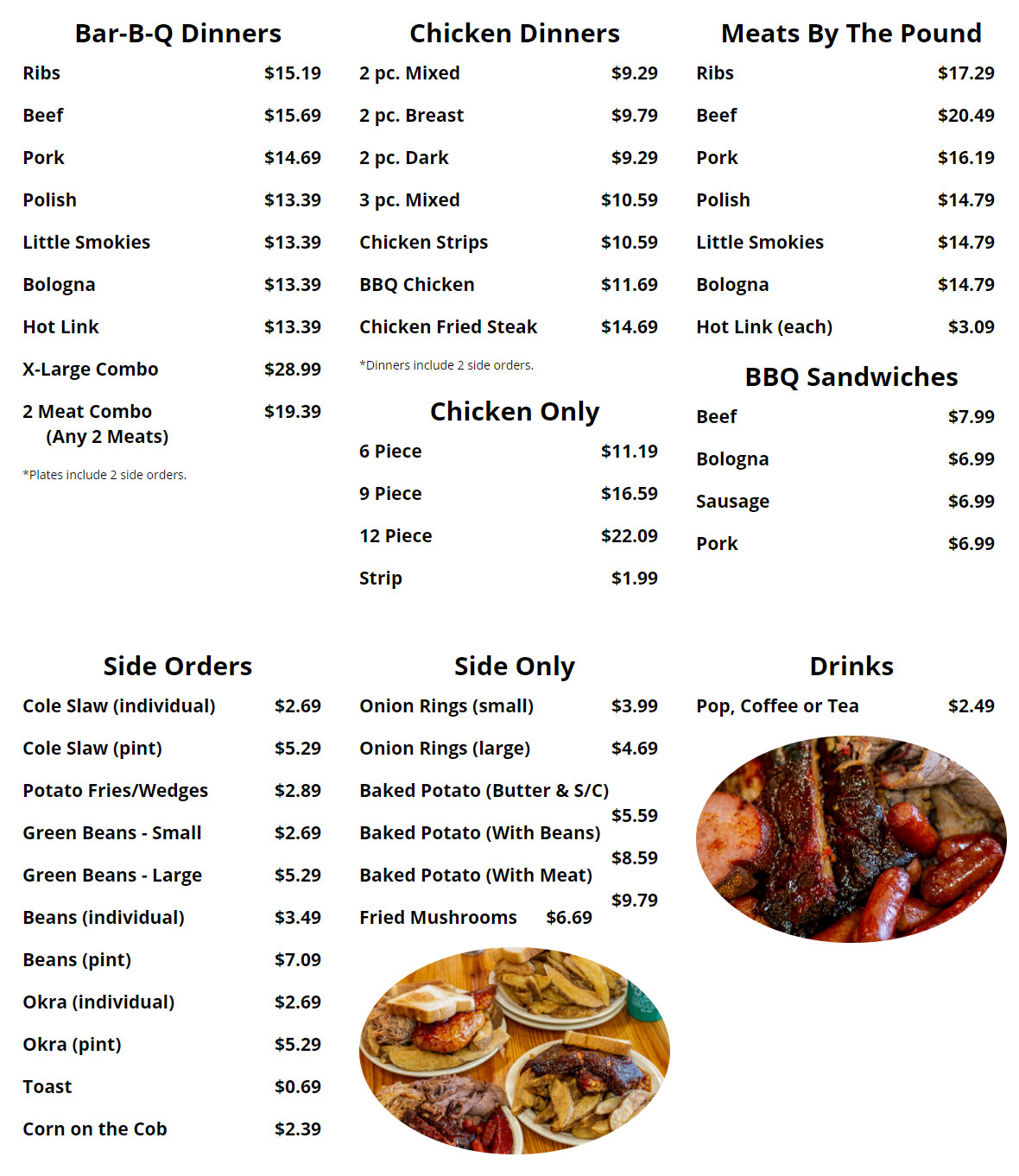 JLs Barbeque Menu