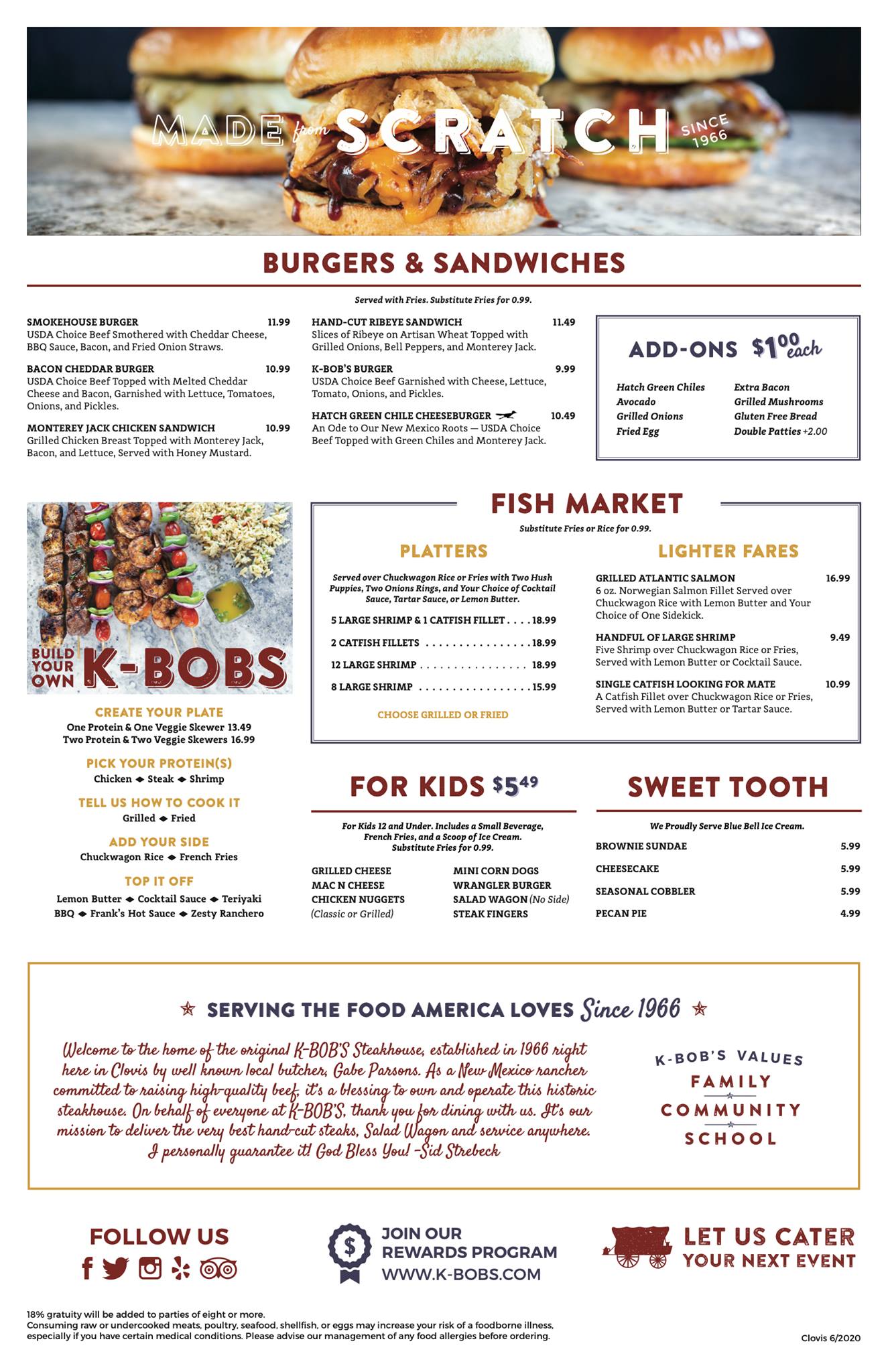 K-Bobs Steakhouse Menu