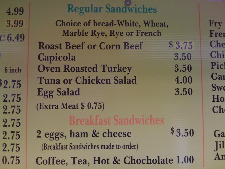 Kathy Des Deli Menu