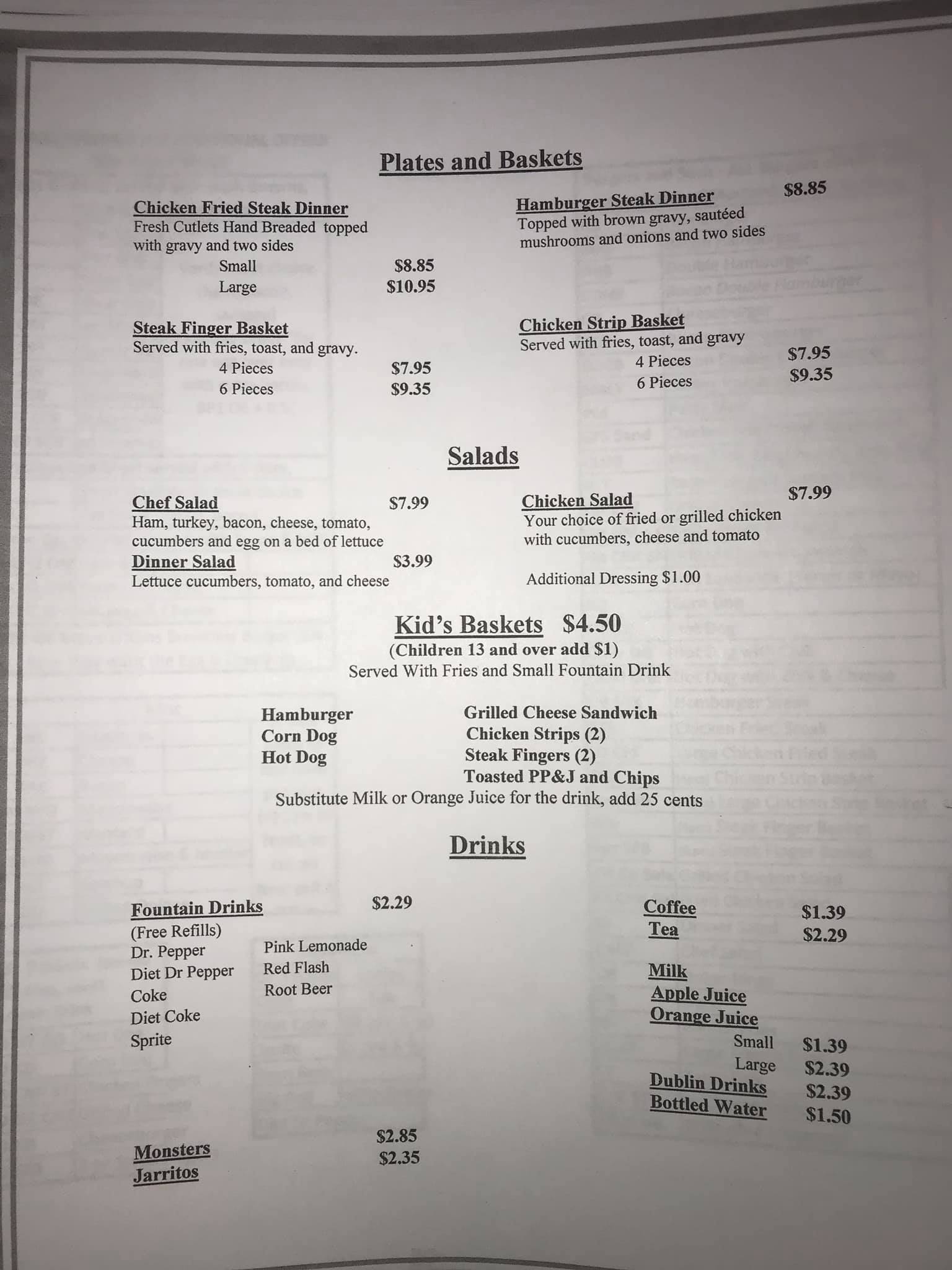 Kims Diner Menu