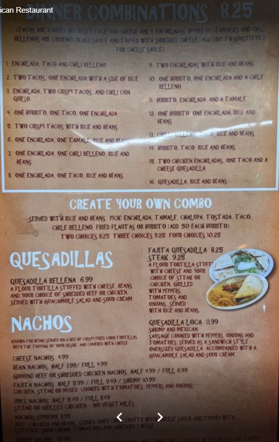 La Catrina Mexican Restaurant Menu