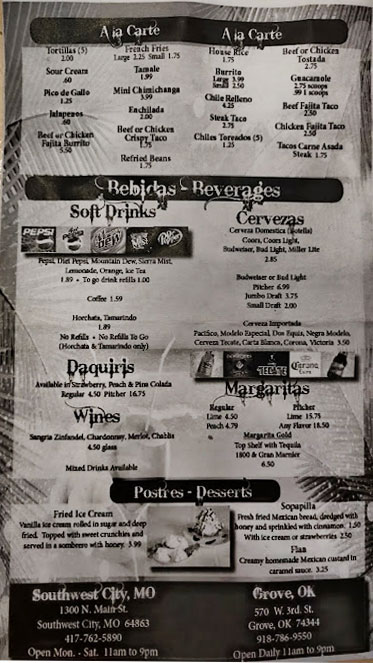 Las Palmeras Menu