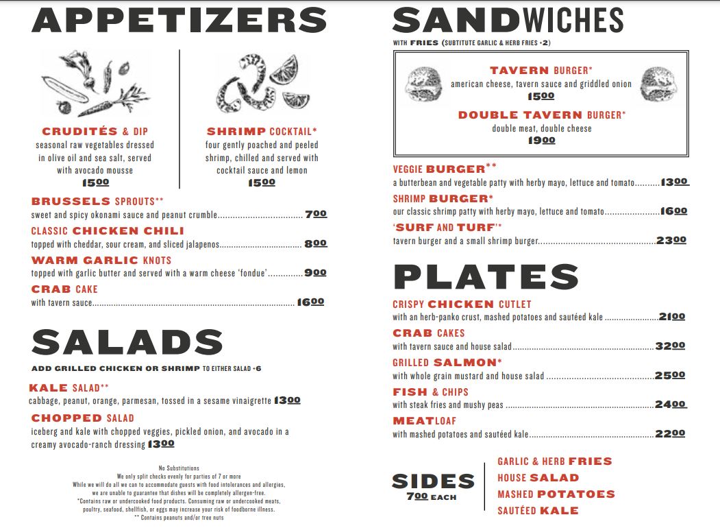 Little Jacks Tavern Menu