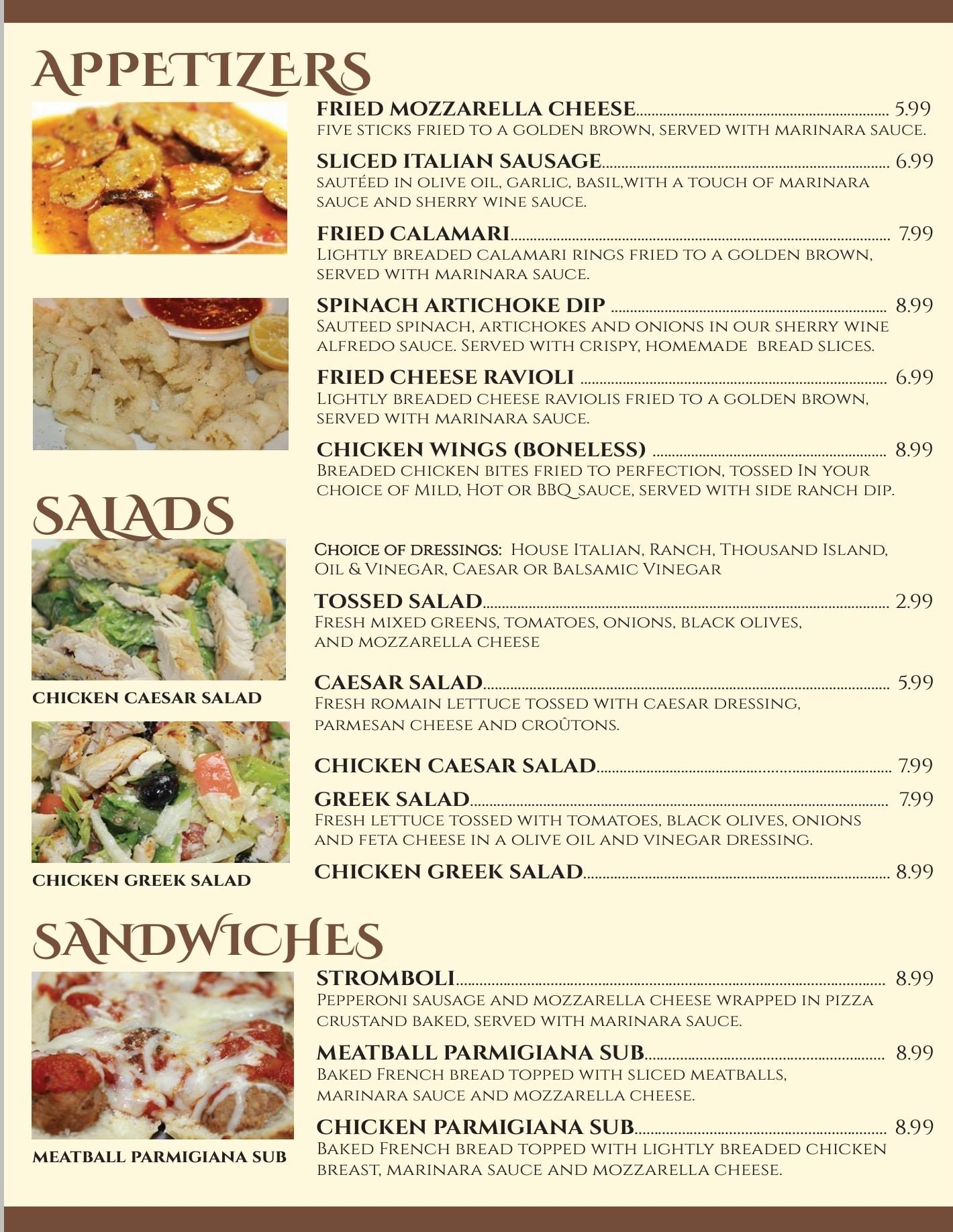 Luigis Italian Restaurant & Lounge Menu