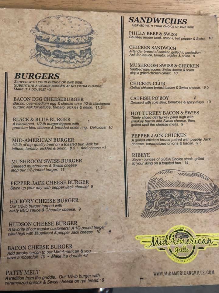 Mid-American Grille Menu