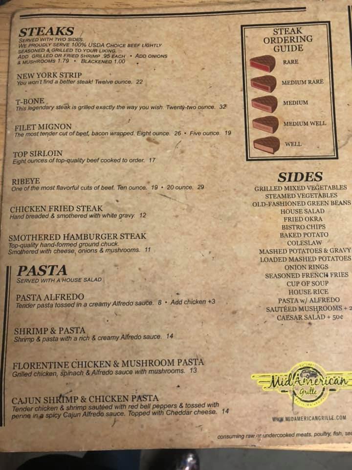 Mid-American Grille Menu