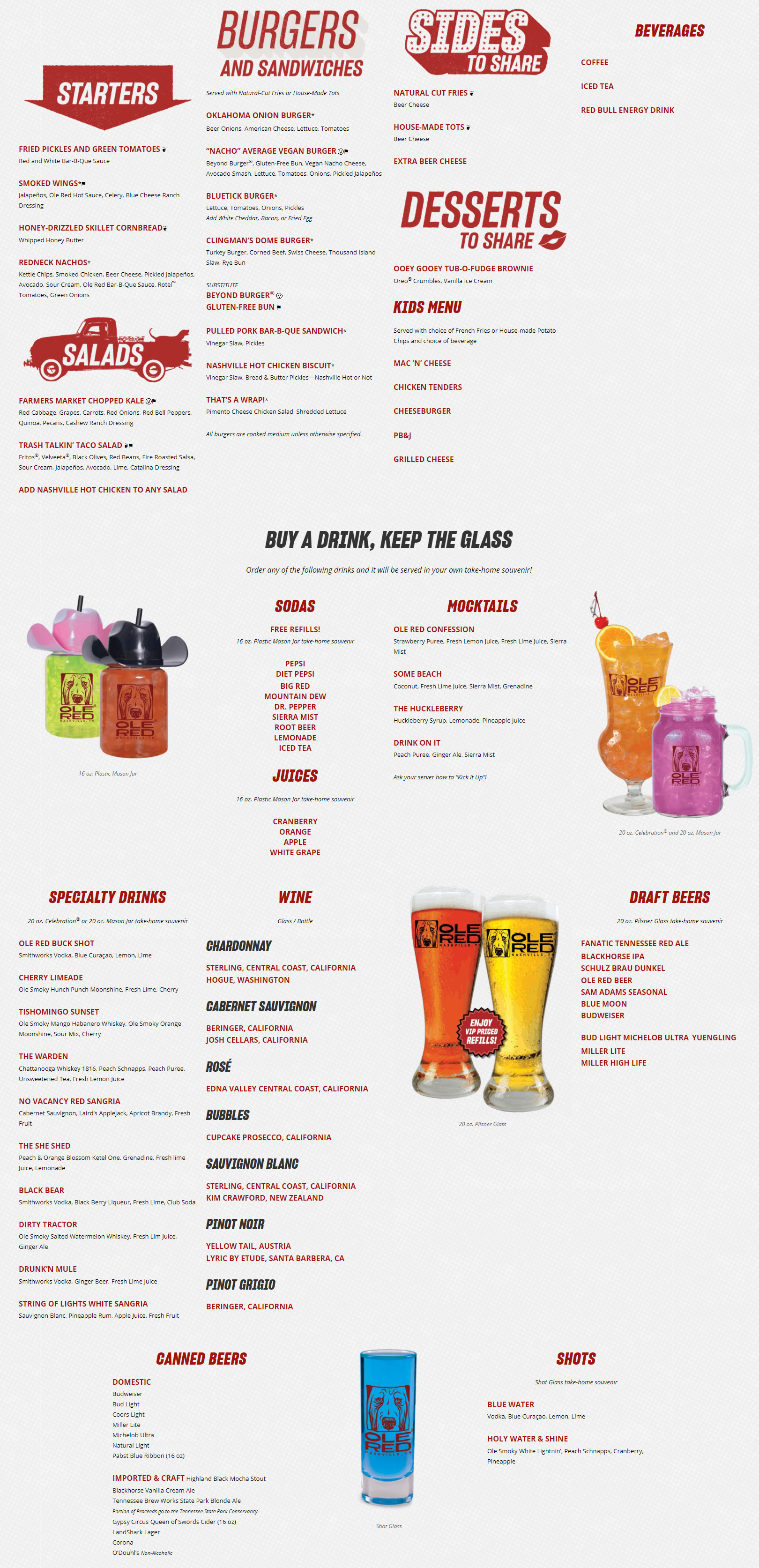 Ole Red Menu