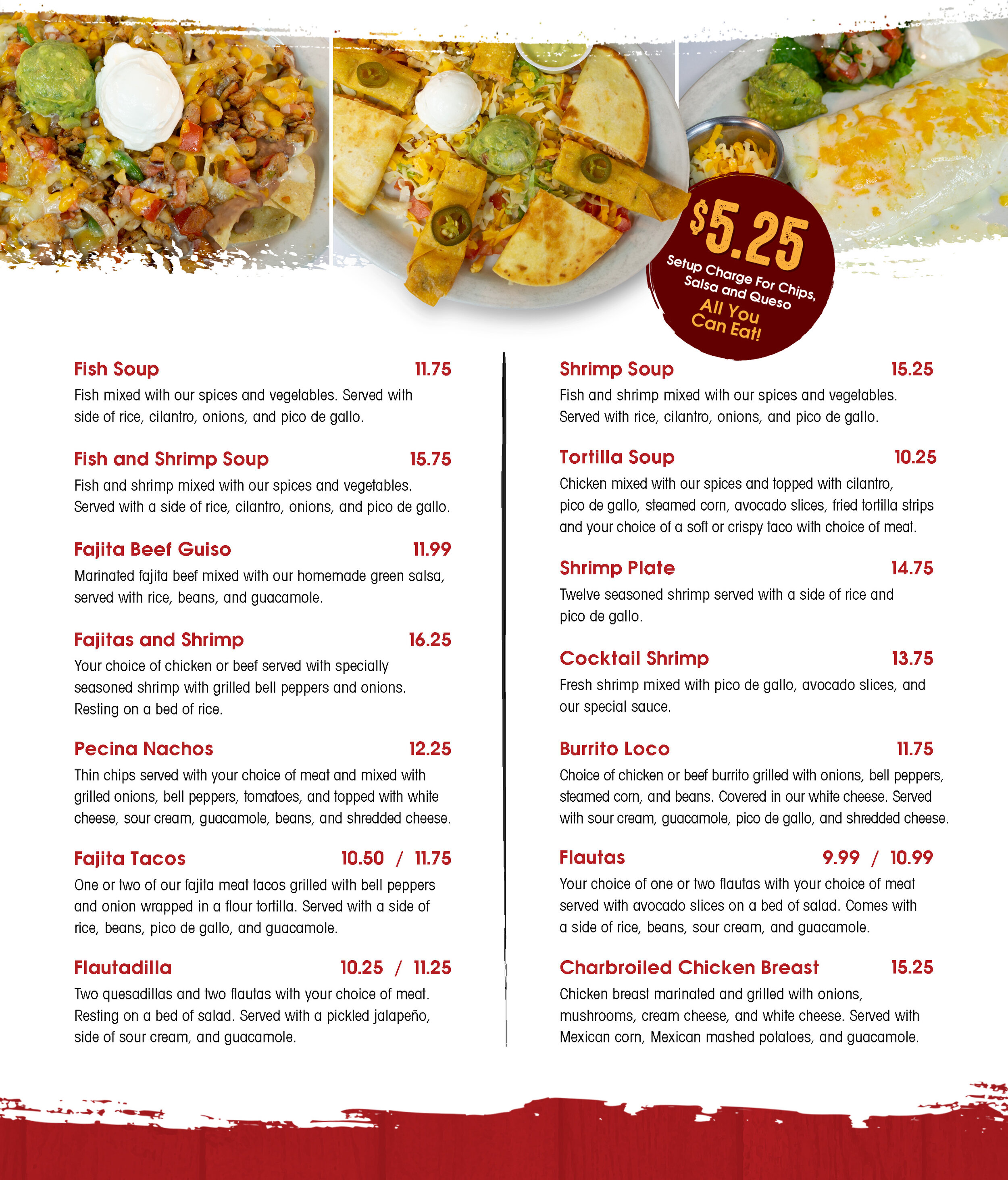 Pecinas Mexican Cafe Menu