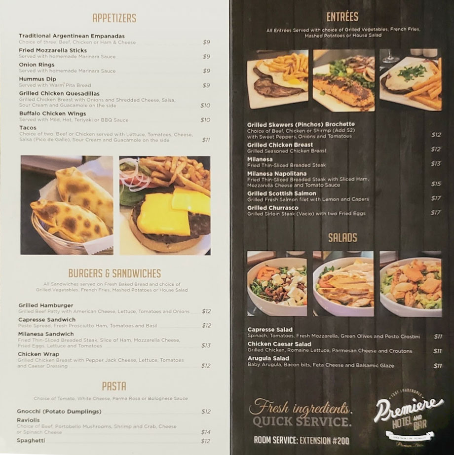 Premiere Cafe & Bar Menu