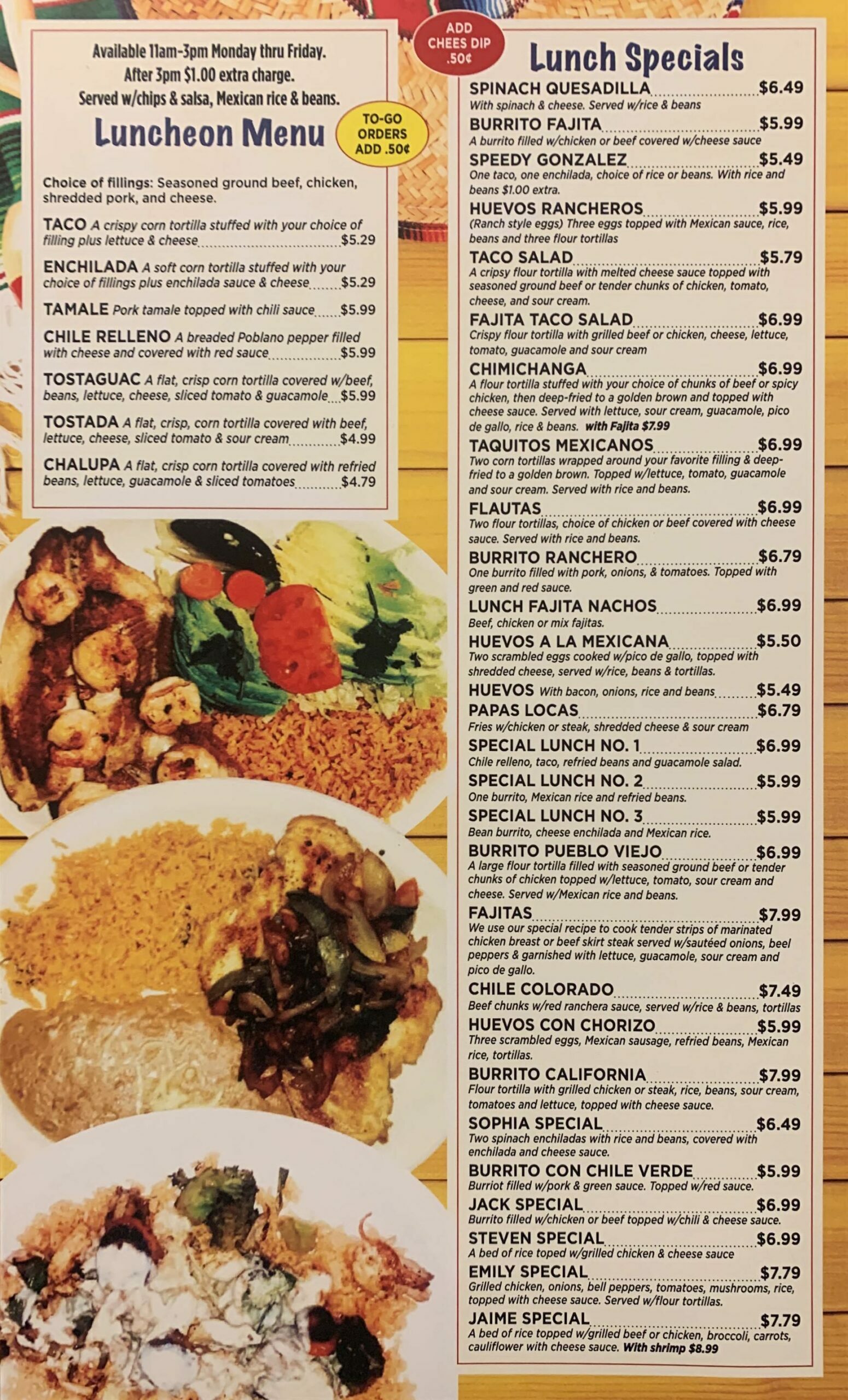 Pueblo Viejo Menu