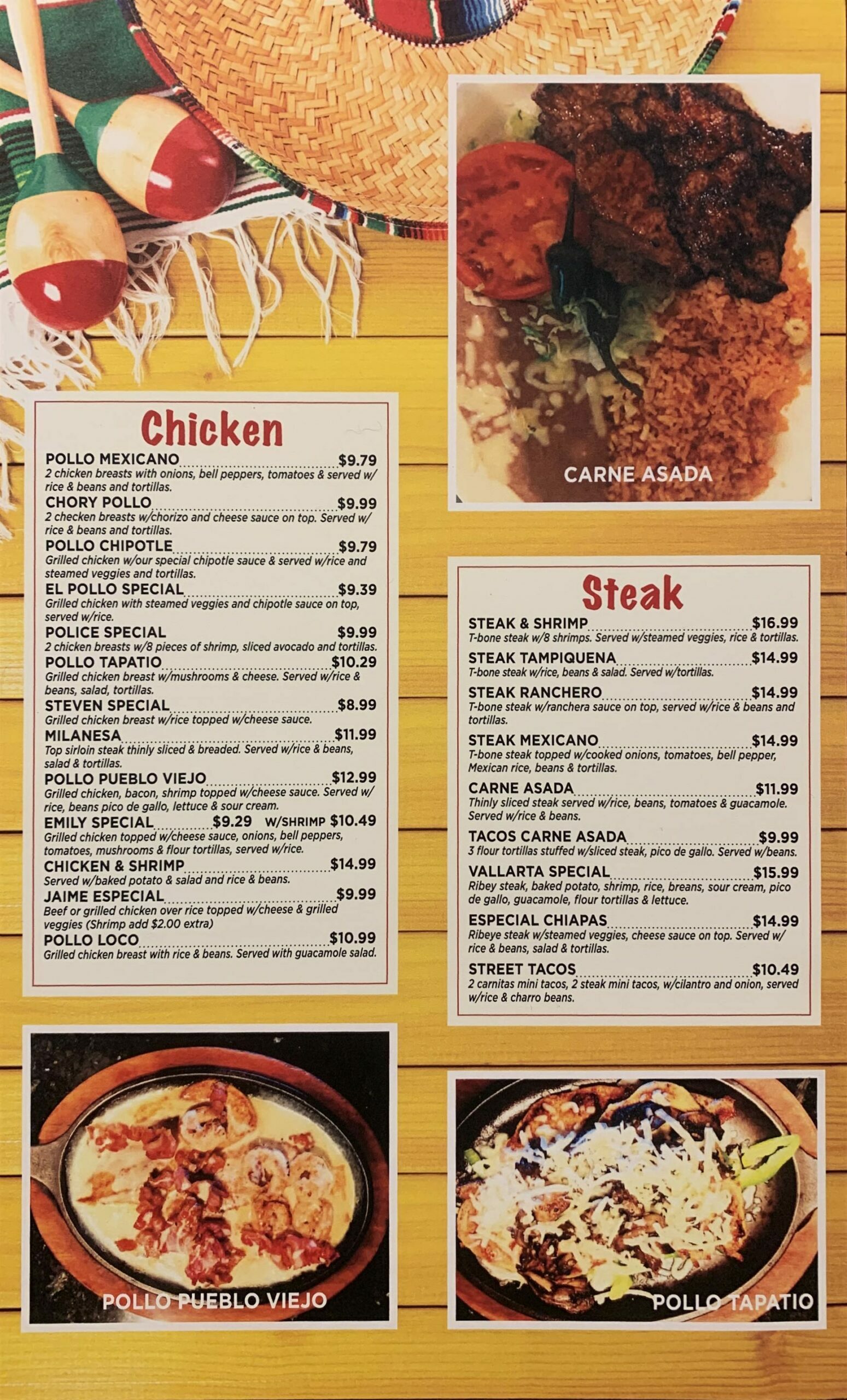 Pueblo Viejo Menu