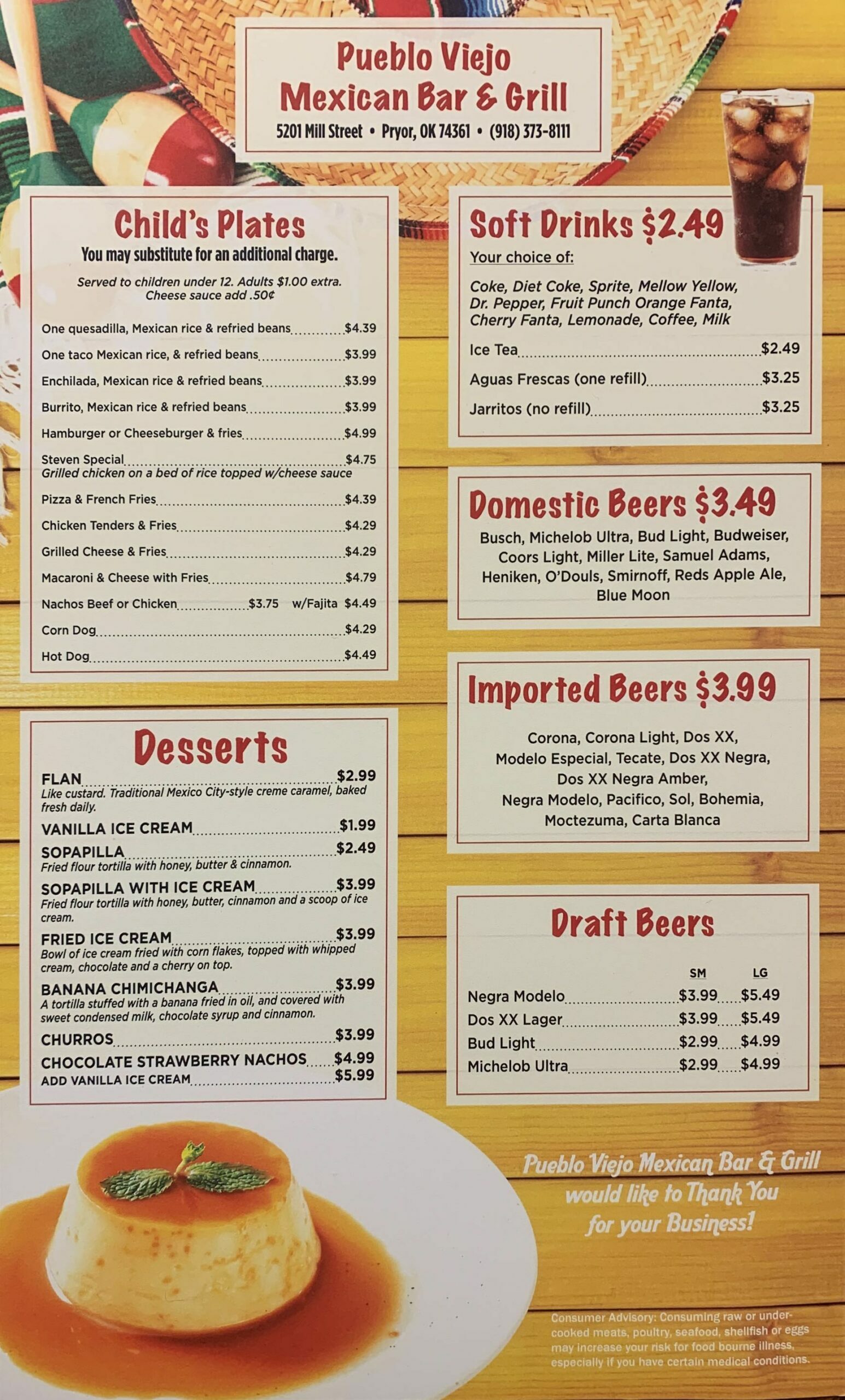 Pueblo Viejo Menu