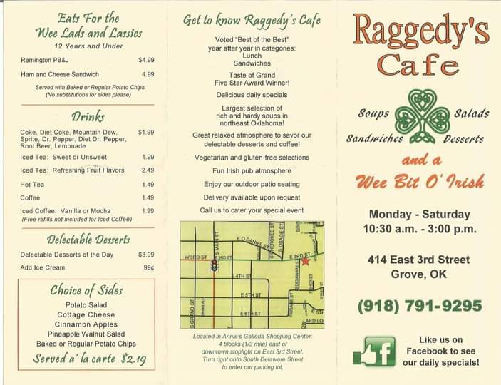 Raggedys Cafe Menu