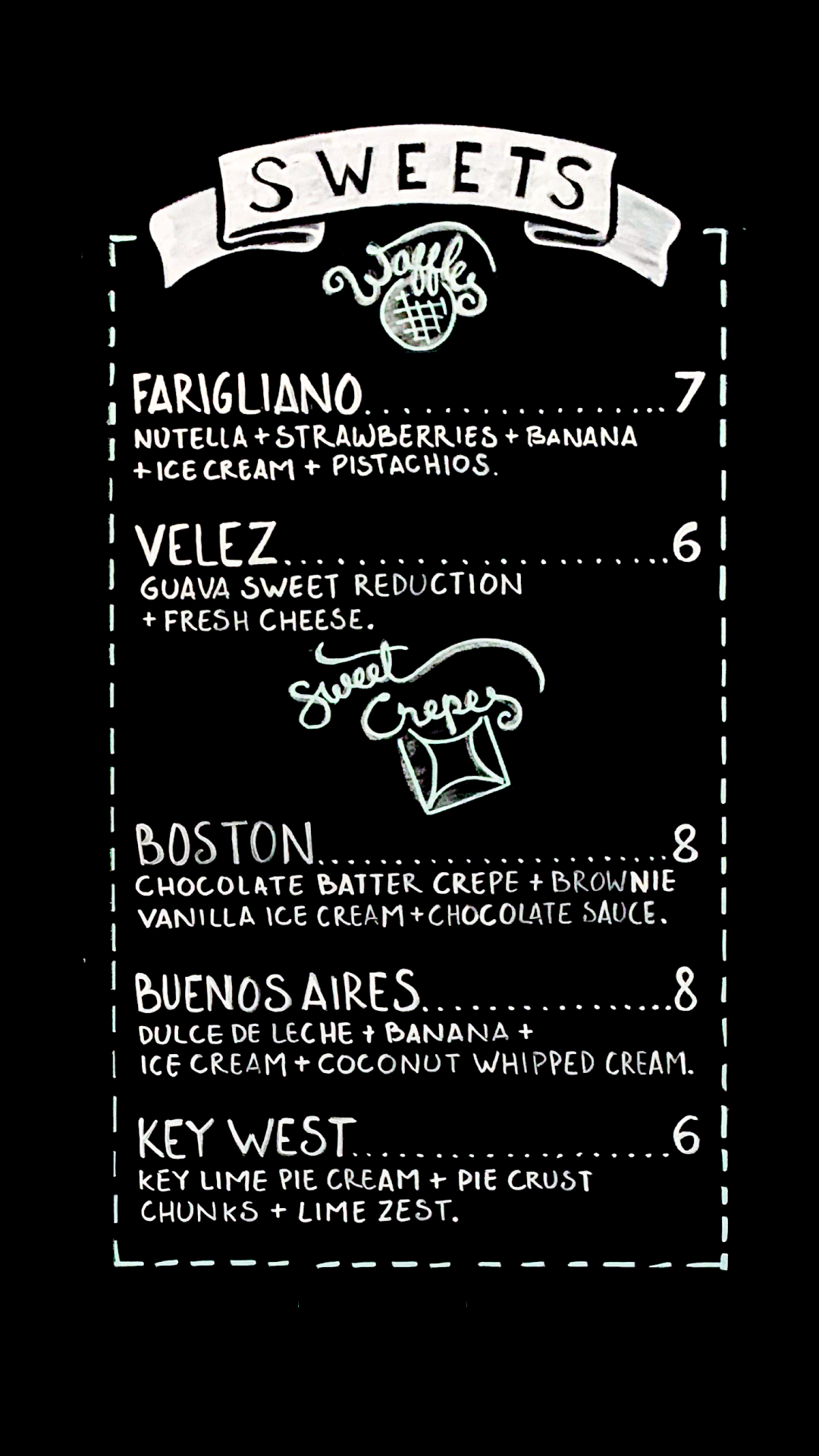 Saffrano Crepes Menu