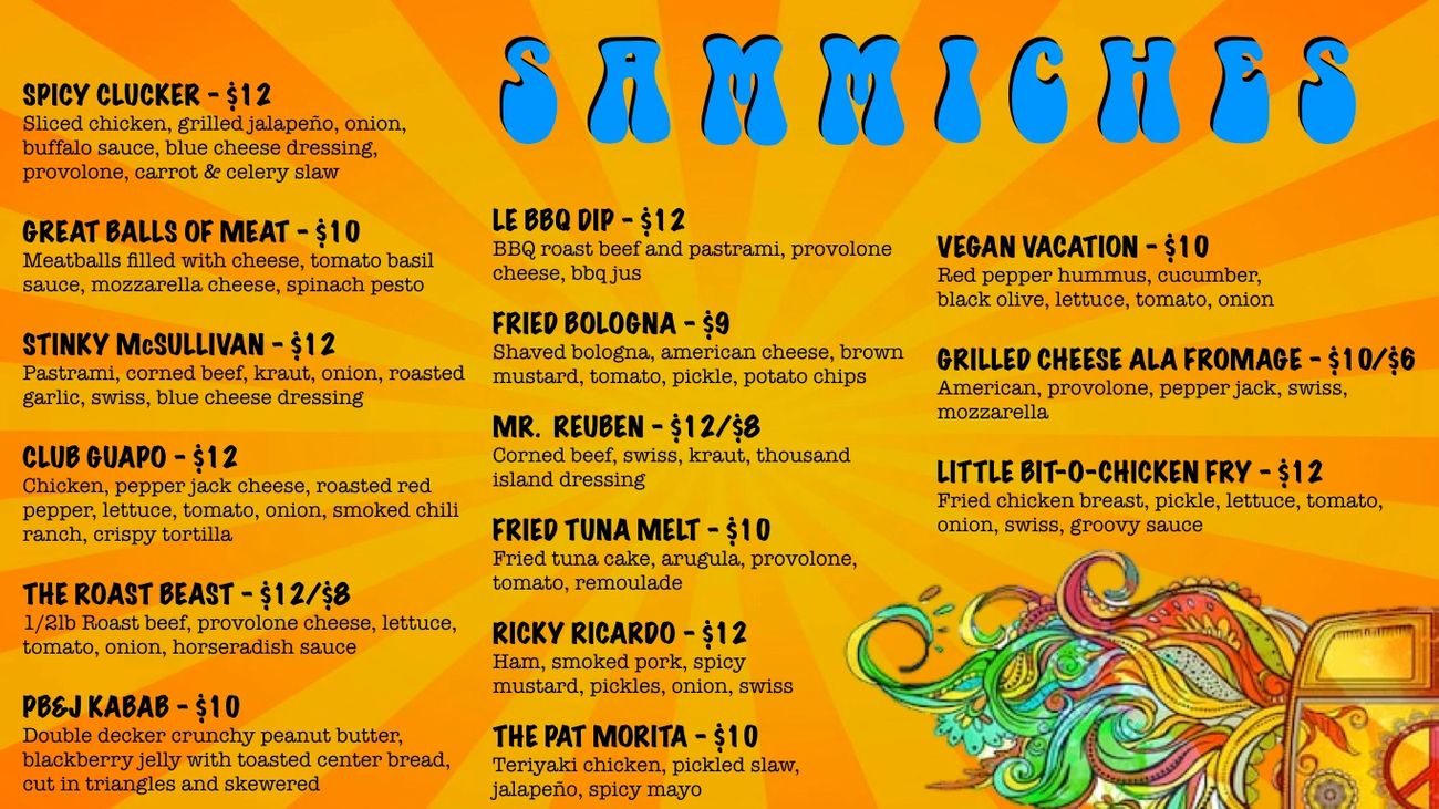 Sammich Love Menu