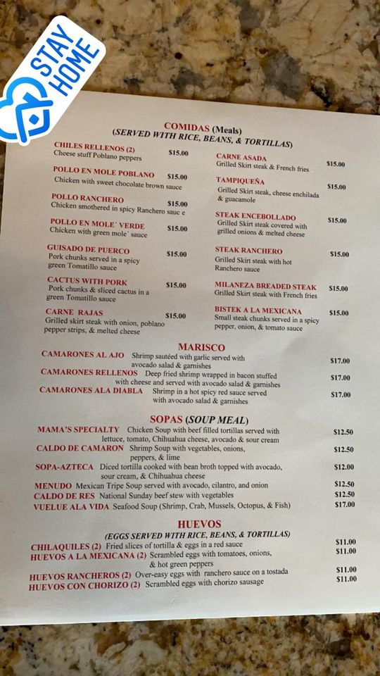 Santis Restaurante Mexicano Menu