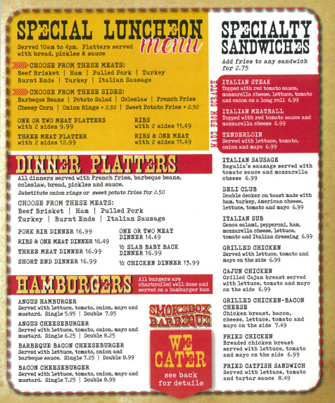 Smokebox BBQ Menu